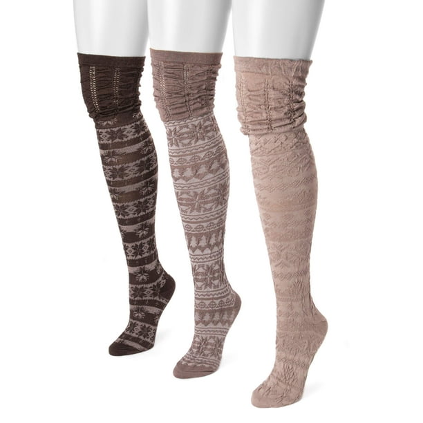 Muk Luks Womens Microfiber Over-The-Knee Socks 3-Pack Muk Luks Womens Microfiber Over-The-Knee Socks 3-Pack